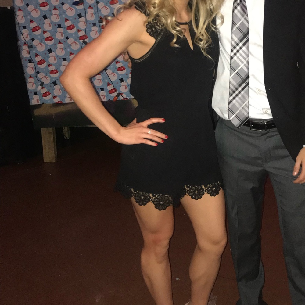 Express Black Open Back Romper